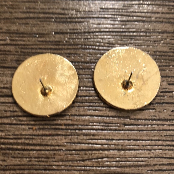 Vintage Round Chevron Pastel 1980’s Earrings - Picture 4 of 10